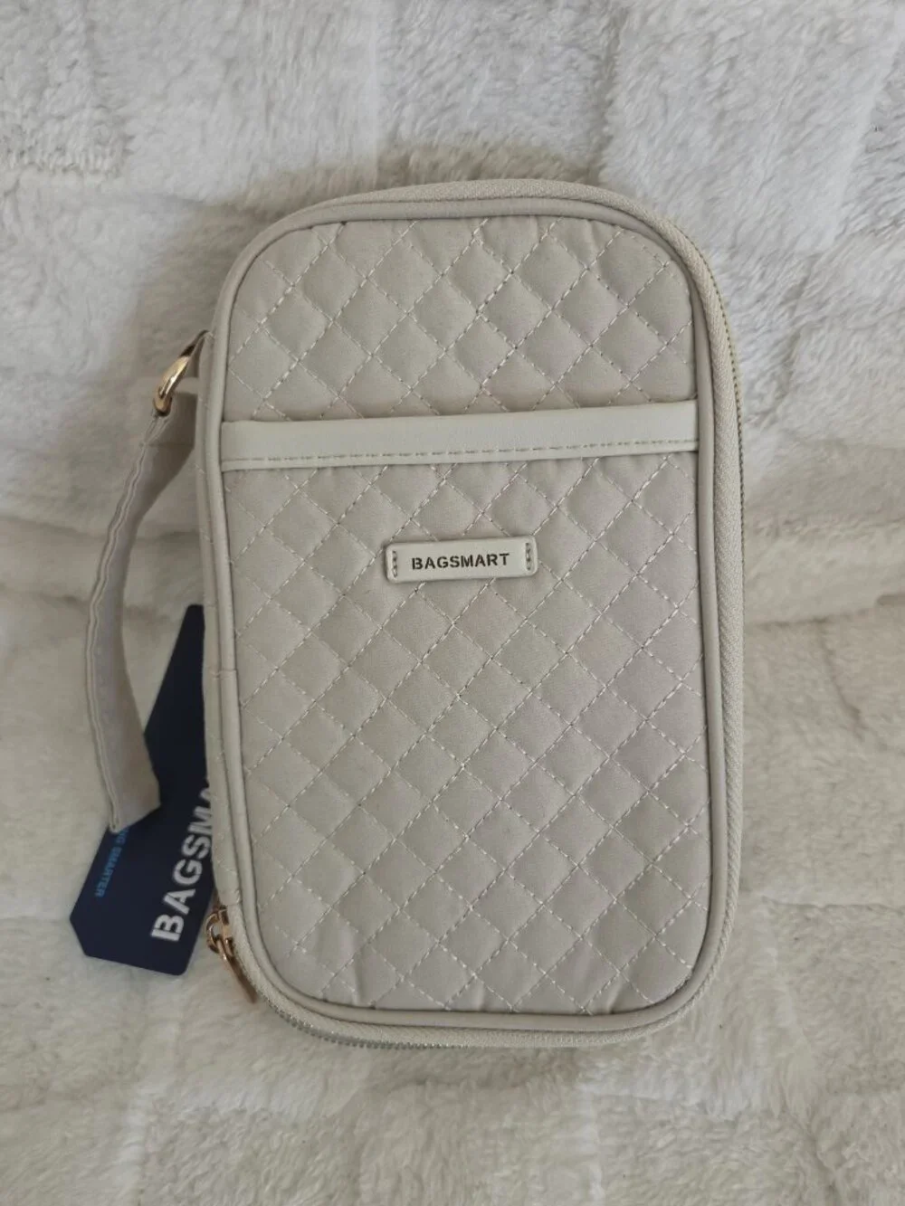 BAGSMART Electronic Cord Organizer, Travel Bag Case, Double Layers, Beige, NWT
